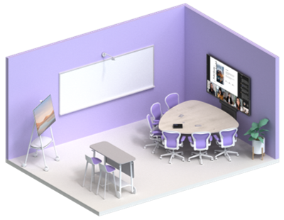 Purple Microsoft Teams conference room